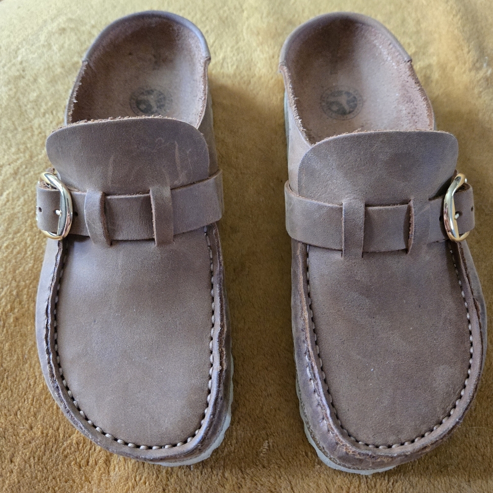 Birkenstock Brown Buckley Suede Clogs